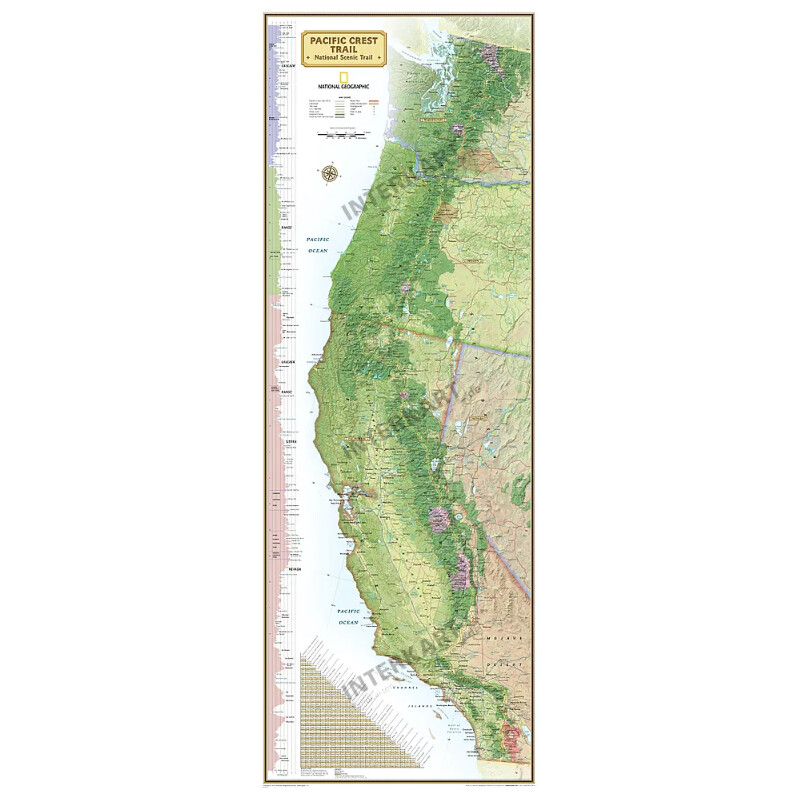 National Geographic Regional map Pacific Crest Trail (46 x 122 cm)