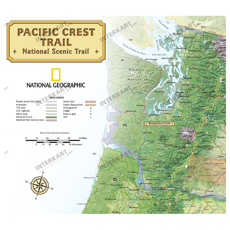 National Geographic Regional map Pacific Crest Trail (46 x 122 cm)