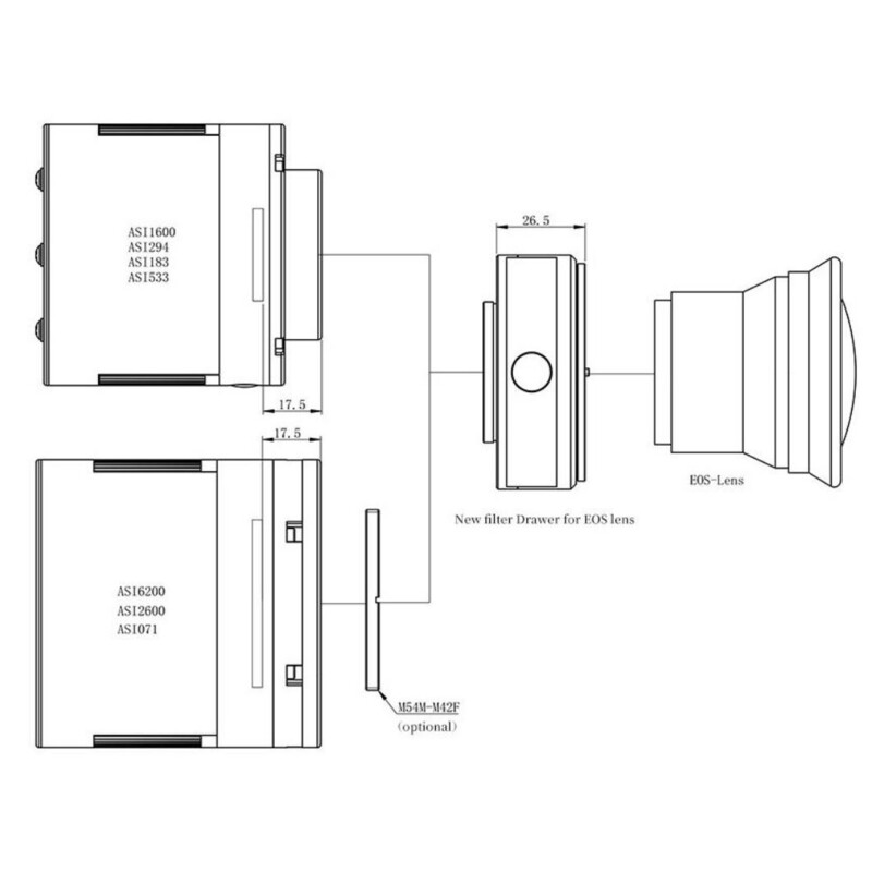ZWO DSLR-Lens adaptors Canon EOS / T2 mit Filterhalterung 2"