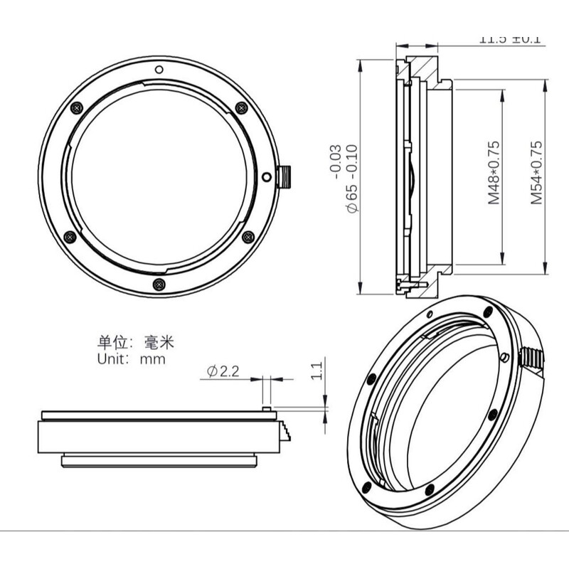 Pierro Astro Adaptor ring Canon EOS - M54 for ASI 2400 / 2600 or 6200