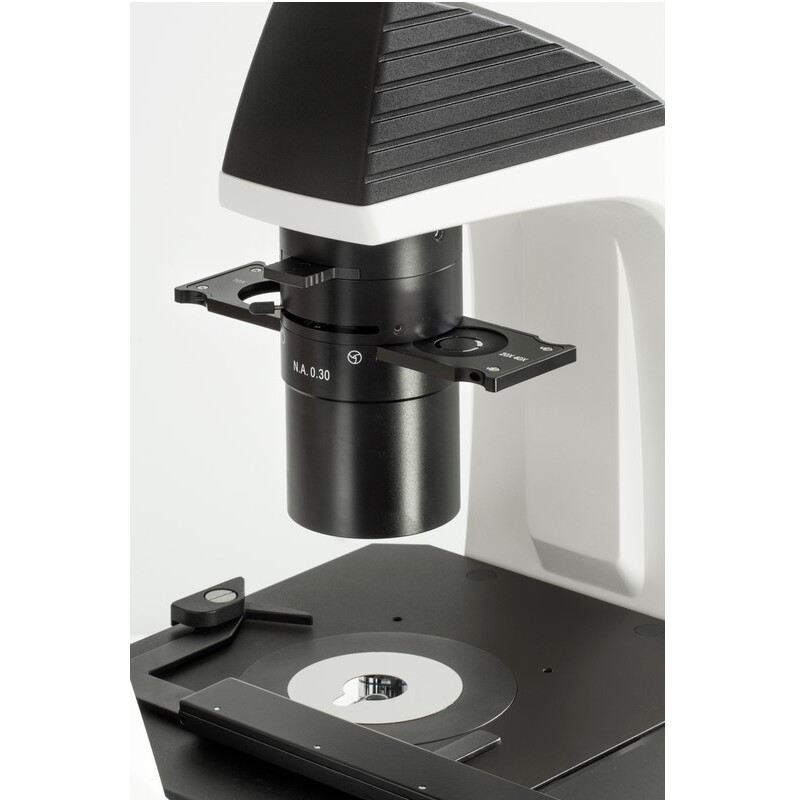 Kern Inverted microscope OCM 166, FL, PH, trino, inverse, Abbe N.A. 0,3 Condensor fix, 10x-40x, 30W LED, Al, 100W HBO, Dl