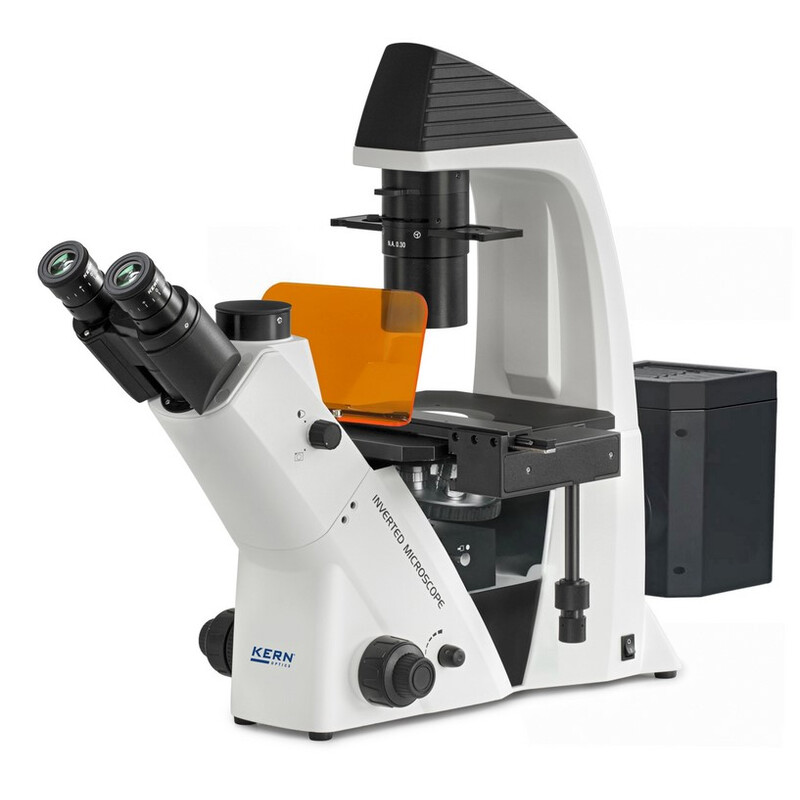 Kern Inverted microscope OCM 168, FL, PH, trino, Abbe-N.A.-0,3-Condensor fix, 10x-40x, 5W LED, Al/Dl