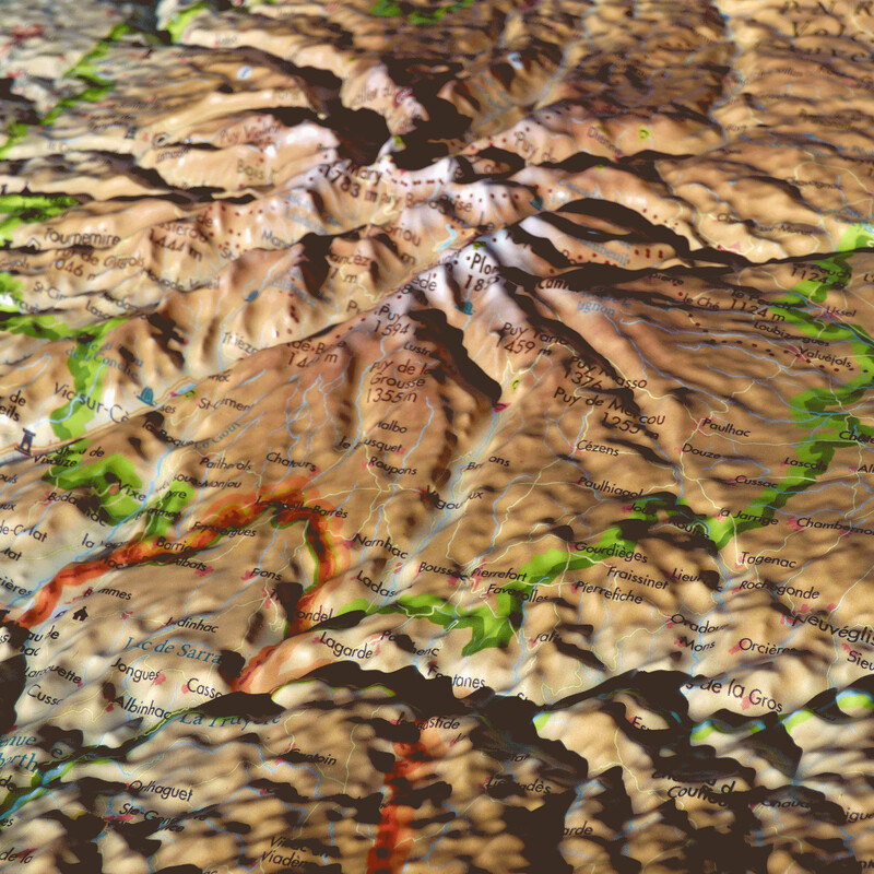 3Dmap Regional map du Cantal