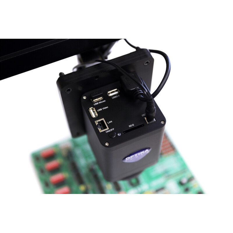 Optika Microscope IS-4K3, zoom opt. 1x-18x, Autofocus, 8 MP, 4K Ultra HD, pantograph stand, 15.6