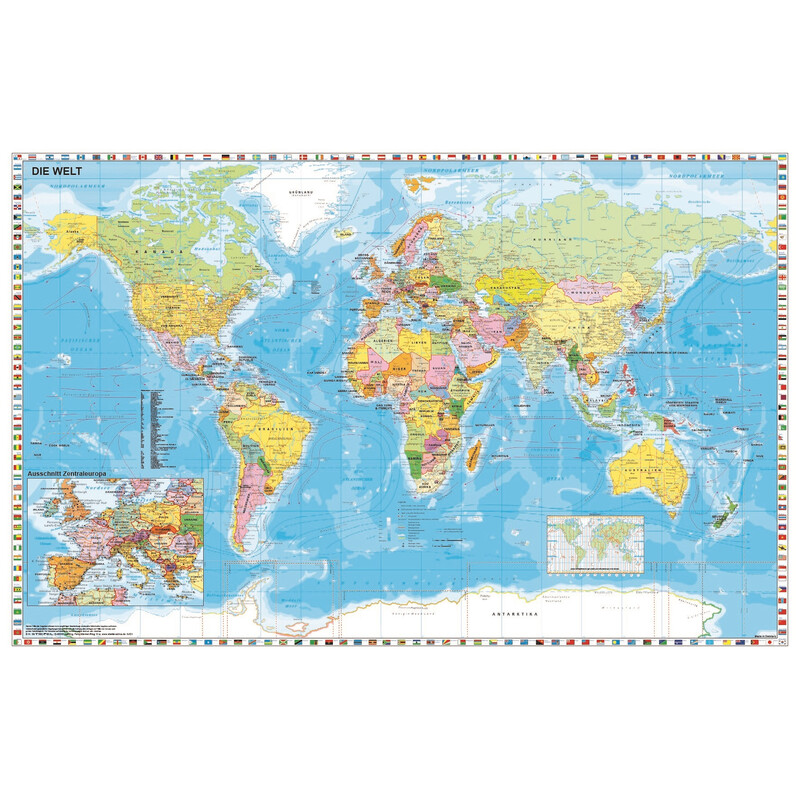 Stiefel World map political flag border (140 x 100 cm)