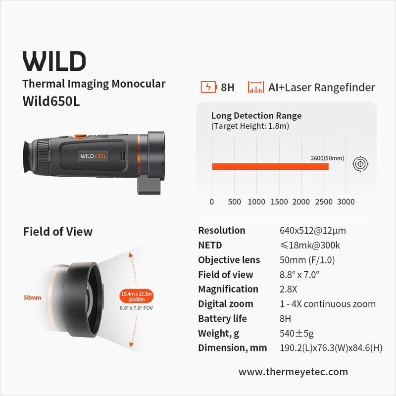 ThermTec Thermal imaging camera Wild 650L Laser Rangefinder