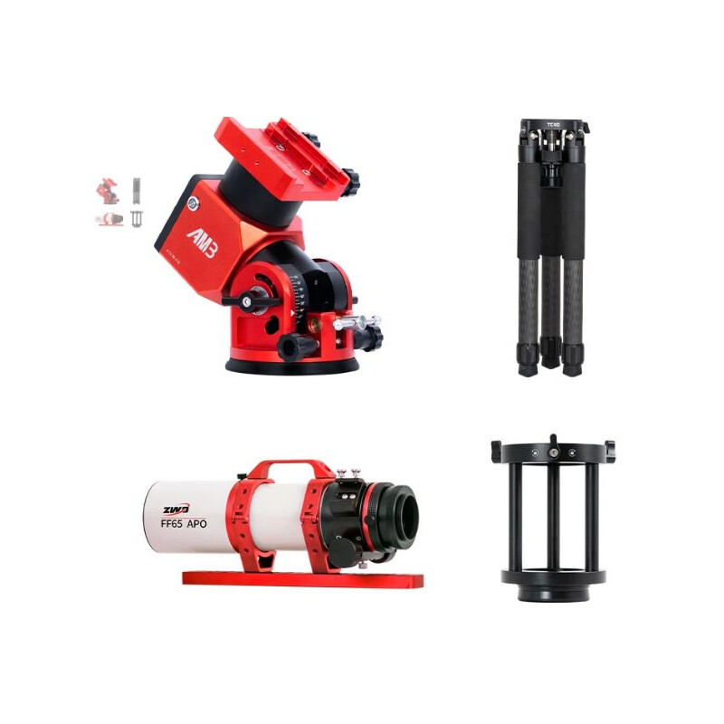ZWO Telescope FF65 AP 65/416 Quintuplet with AM3 and Carbon Tripods & Mounts