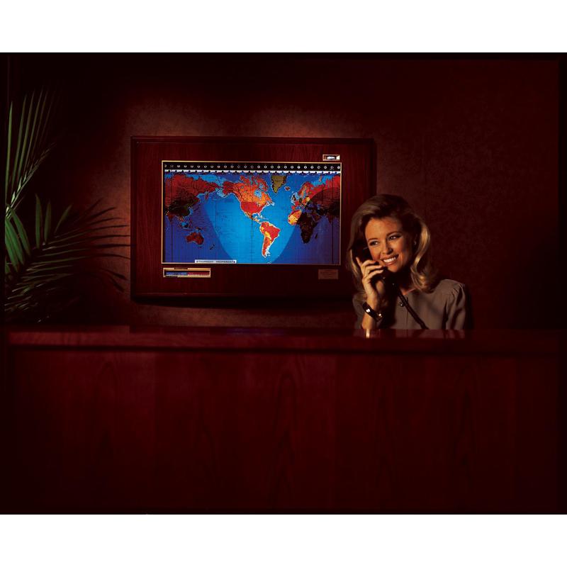 Geochron Boardroom model in genuine walnut veneer with golden border