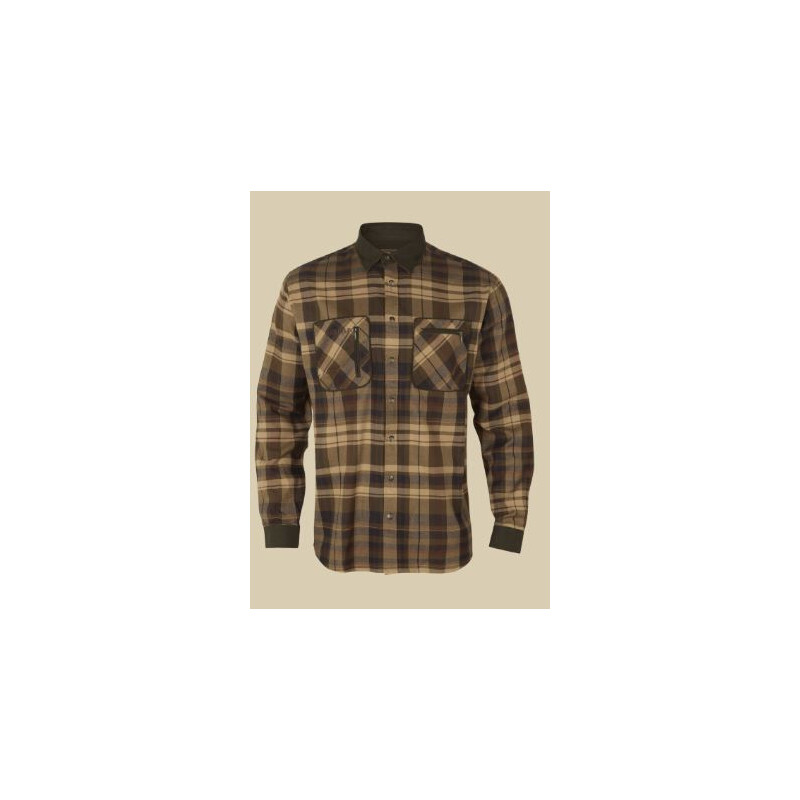 Härkila Pajala Shirt, Beige w/brown, size XL