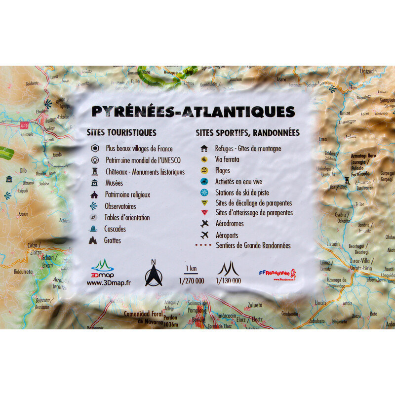 3Dmap Regional map Pyrénées-Atlantiques (61cm x 41cm)
