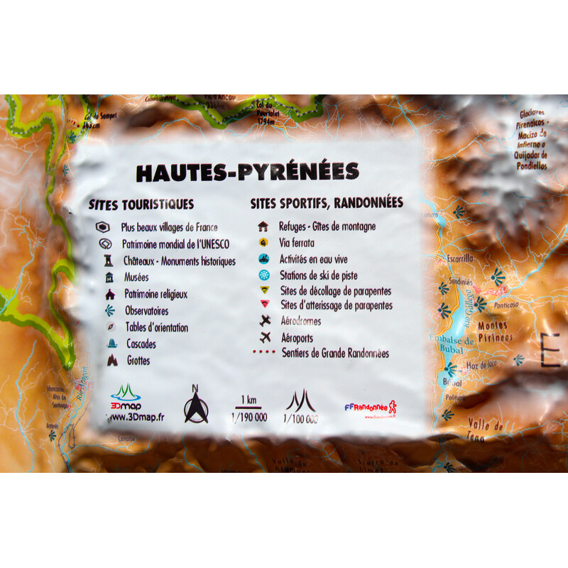 3Dmap Regional map Hautes-Pyrénées (61cm x 41cm)
