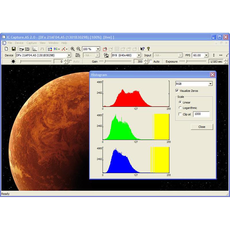 The Imaging Source FireWire color camera, 1/4 " CCD; 640x480, 60 fps