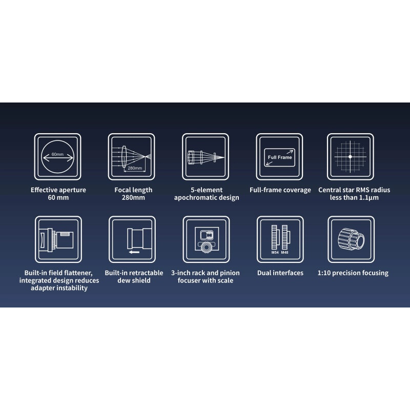 ToupTek Apochromatic refractor HOPE D60 60/280 Tilter