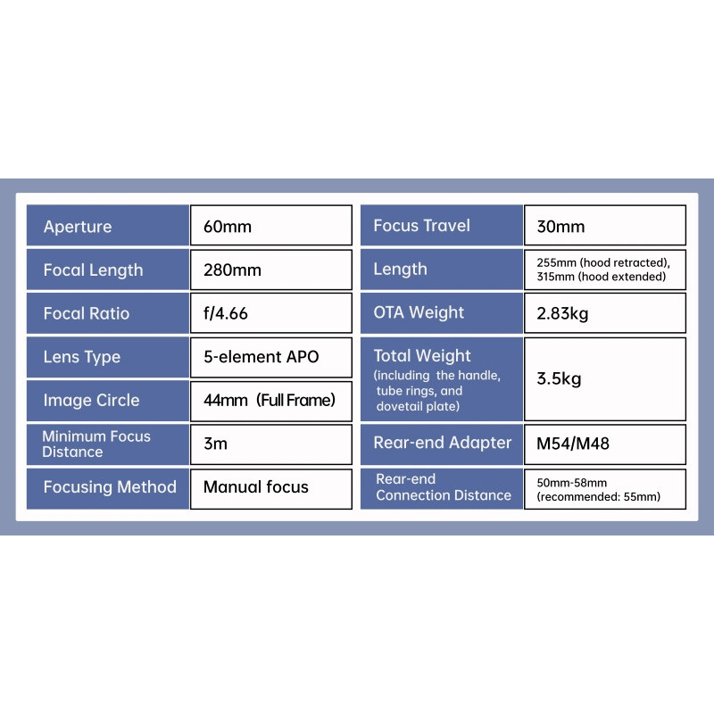 ToupTek Apochromatic refractor HOPE D60 60/280 f/4.66