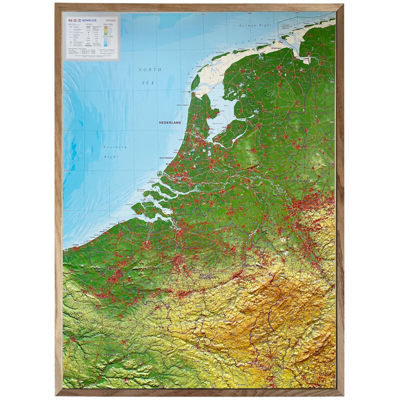 Georelief Regional map Benelux (57 x 77 cm)
