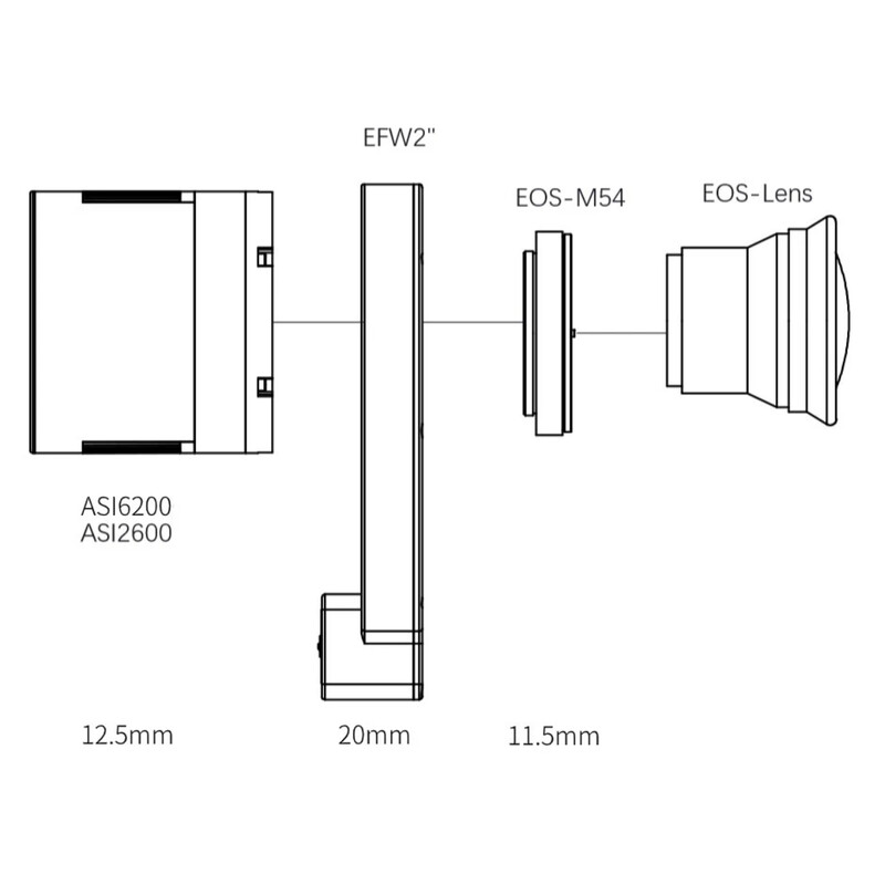 ZWO DSLR-Lens adaptors Canon EOS / EFW 2"