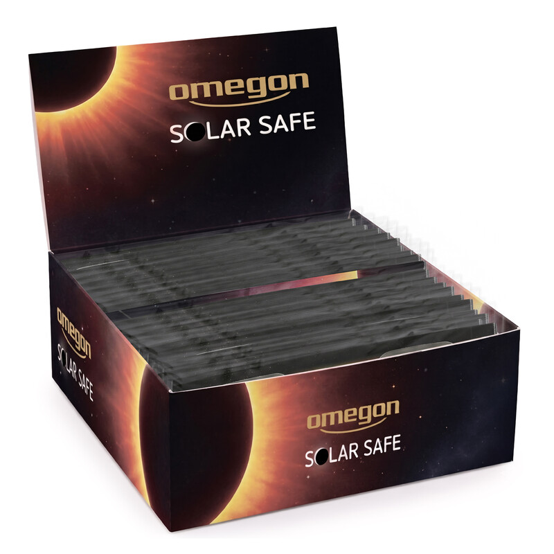 Omegon Solar eclipse glasses Solar Safe in a display pack of 50
