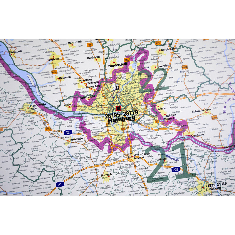 GeoMetro Regional map Lower Saxony Postcodes (100 x 110 cm)