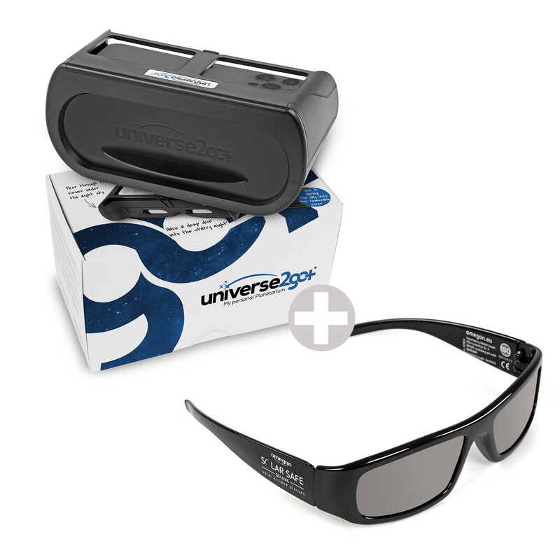 Omegon Personal planetarium Universe2Go+ + Solar Safe Deluxe solar eclipse glasses